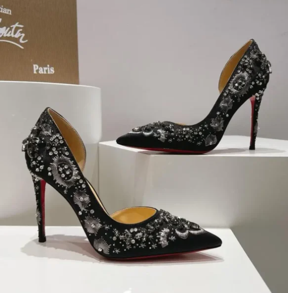 CL 25 Pump High Heels 100mm Silk and Sheepskin 240506