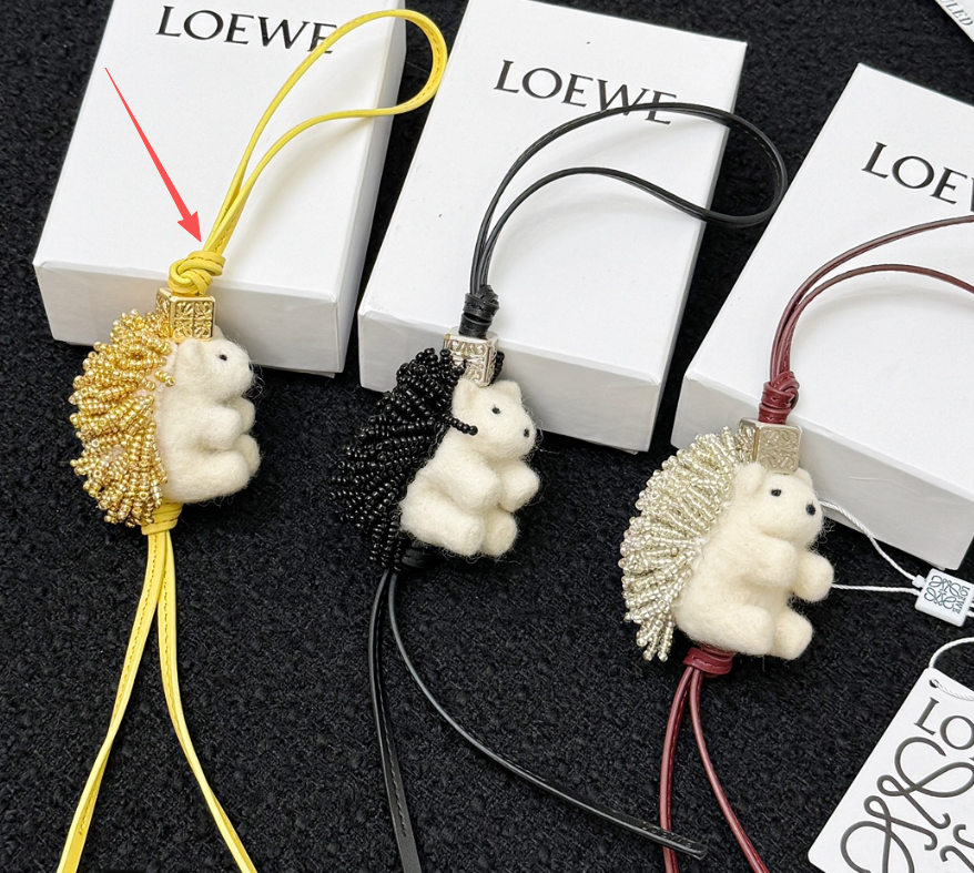 Loewe Hedgehog Charm Felt Bead and Calf