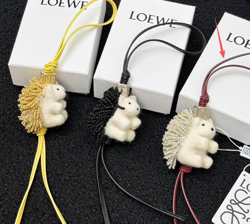 Loewe Hedgehog Charm Felt Bead and Calf