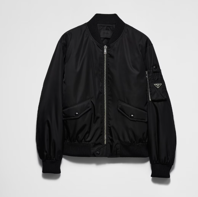 Prada 2025 Bomber Jacket Black Re-Nylon