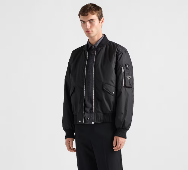 Prada 2025 Bomber Jacket Black Re-Nylon