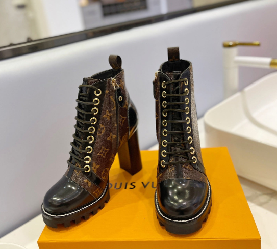 Louis Vuitton 2026 Star Trail Ankle Boot Brown Black Canvas Leather