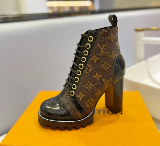 Louis Vuitton 2026 Star Trail Ankle Boot Brown Black Canvas Leather