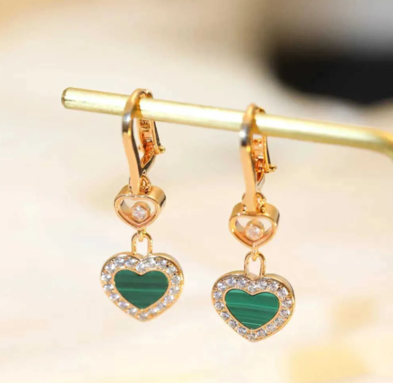 HAPPY HEART DIAMOND PINK GOLD EARRINGS