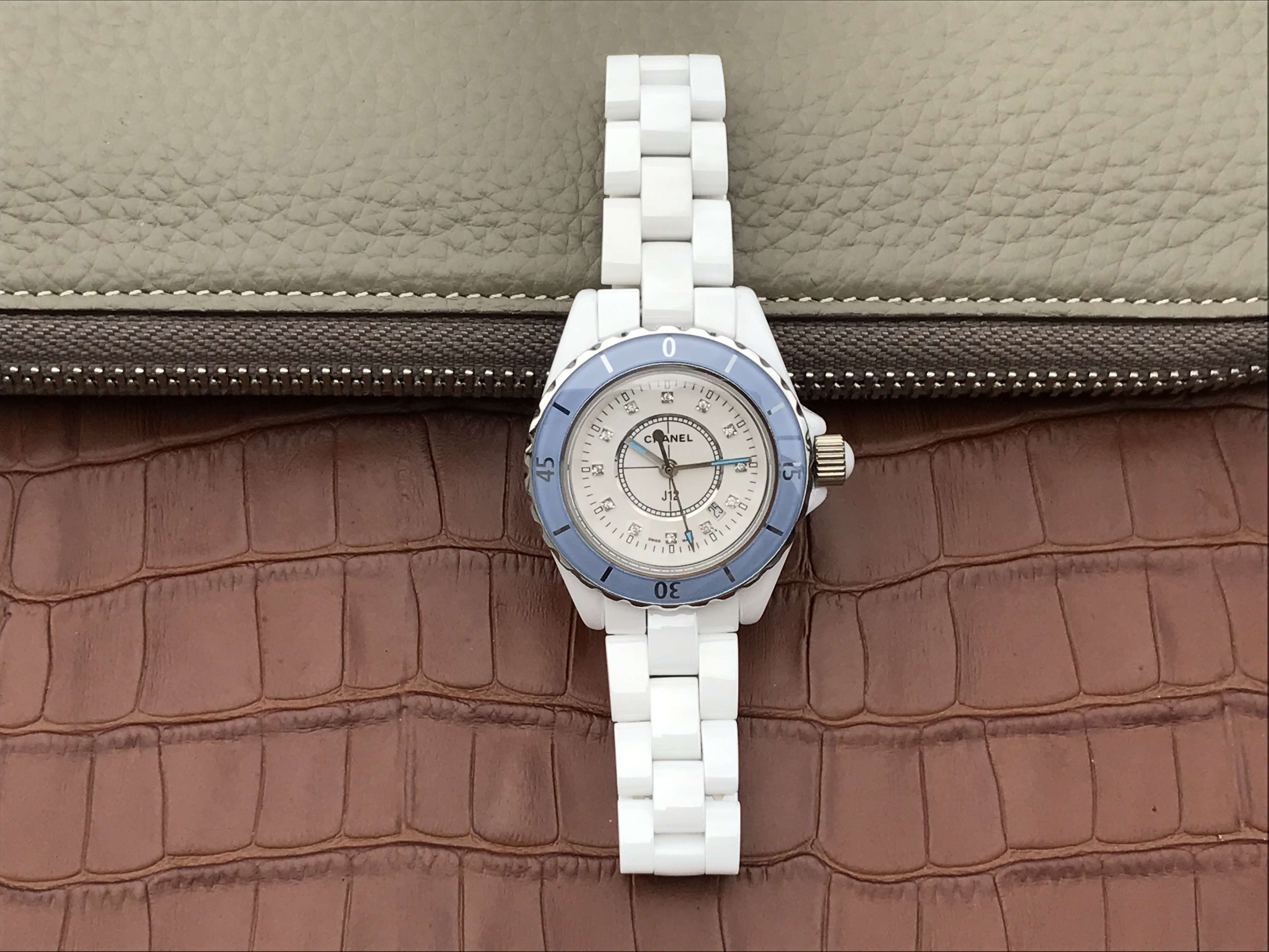 J12 BLUE BEZEL DIAMOND NUMERALS 33MM