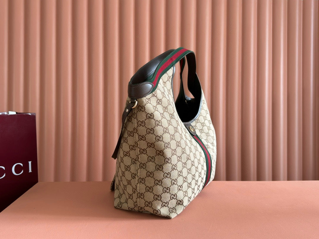Gucci Giglio Large Tote Bag Beige and dark brown canvas