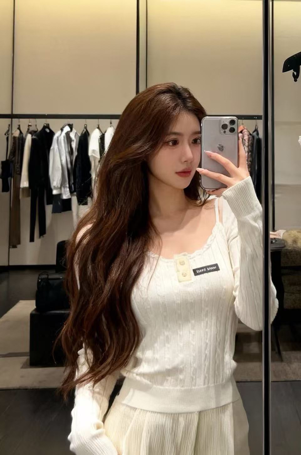 Miumiu 2026 Lace-Trimmed Knit Camisole Wool