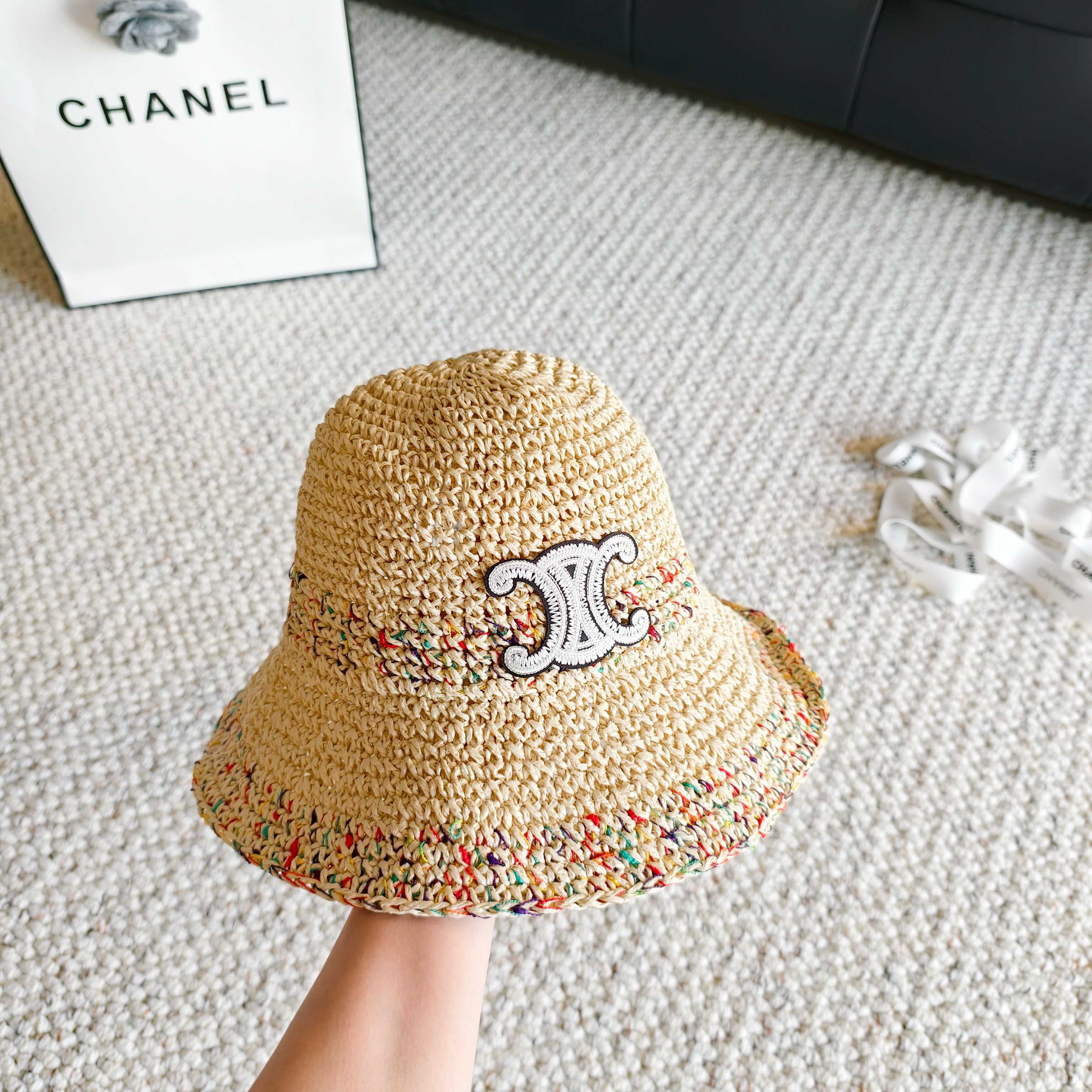 Celine Simple Bucket Hat Straw Woven 237188