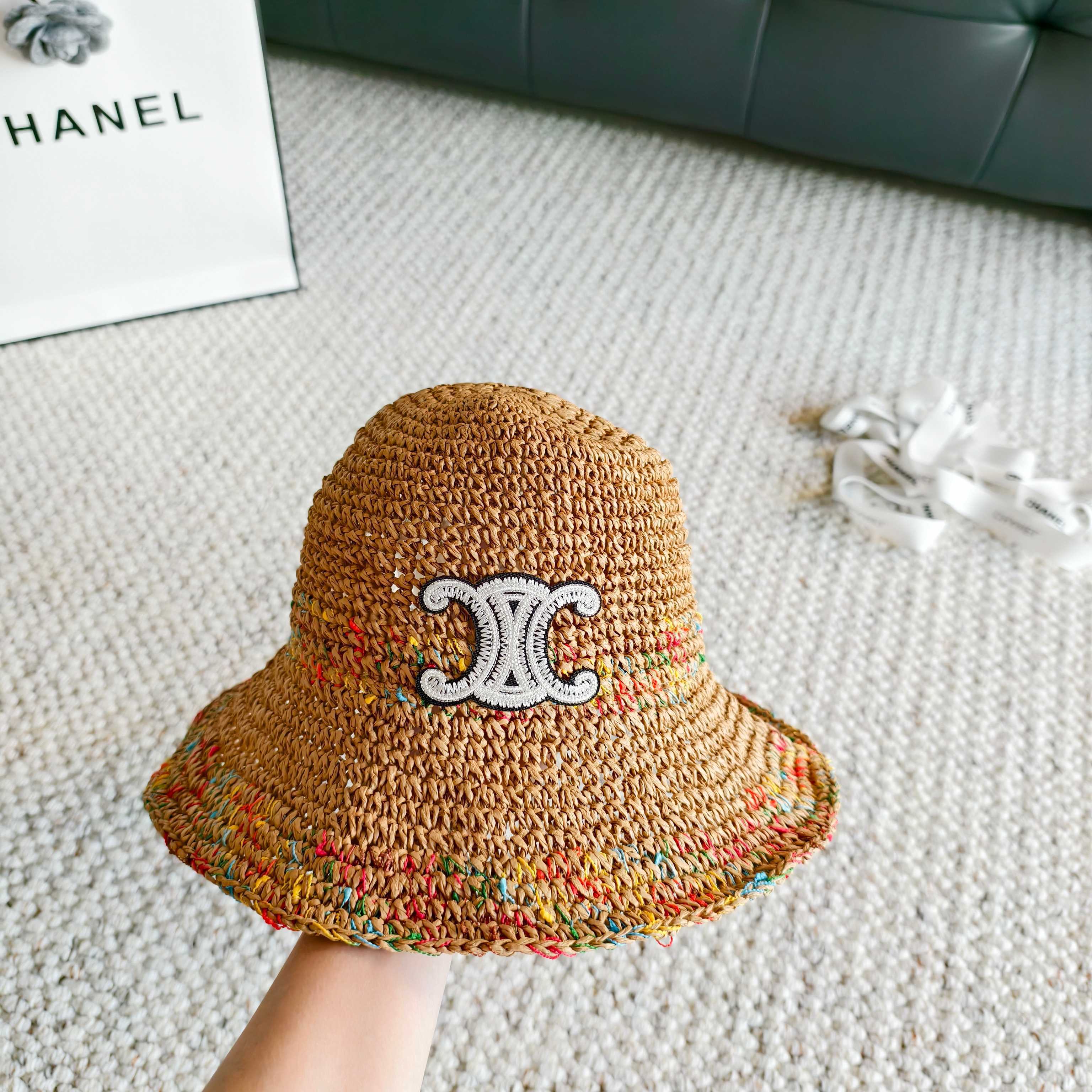 Celine Simple Bucket Hat Straw Woven 237188