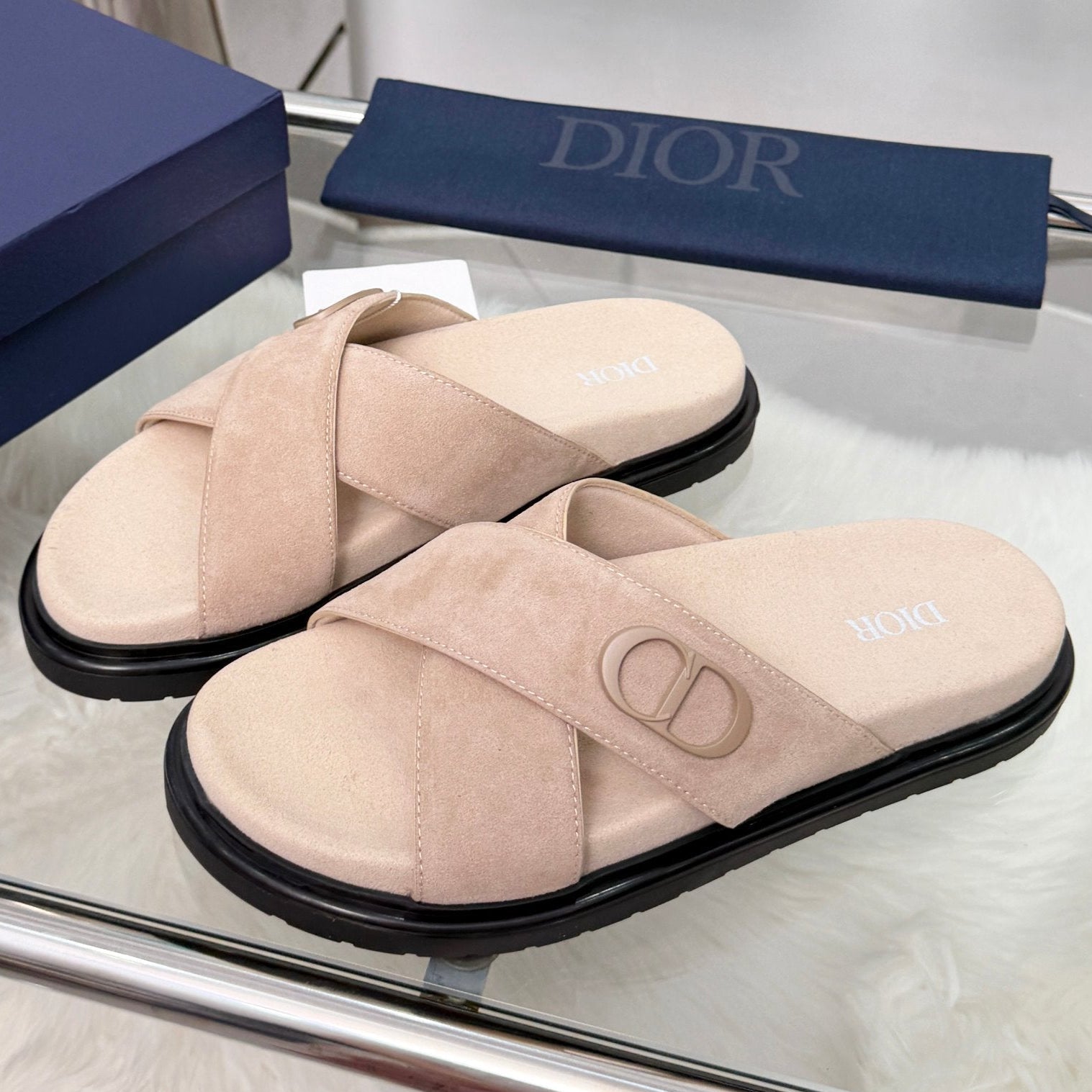 Dior 2026 Criss-Cross Strap Sandals Suede 966584
