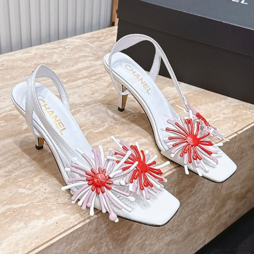 Channel 2026 Floral Sandal 75mm Calfskin 899050