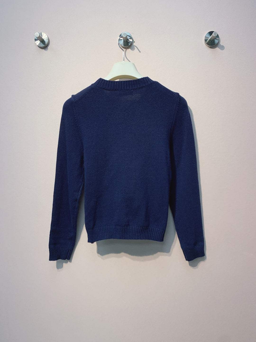 Loewe 2025 White and Blue Beaded Logo Sweater Wool Cashmere 314435