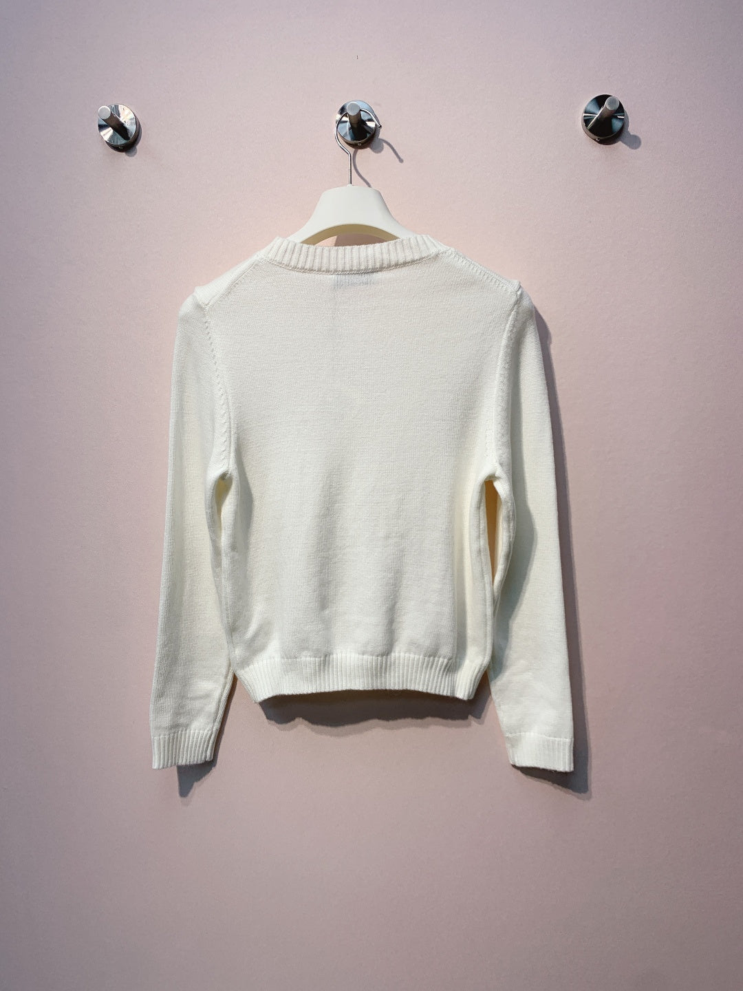 Loewe 2025 White and Blue Beaded Logo Sweater Wool Cashmere 314435