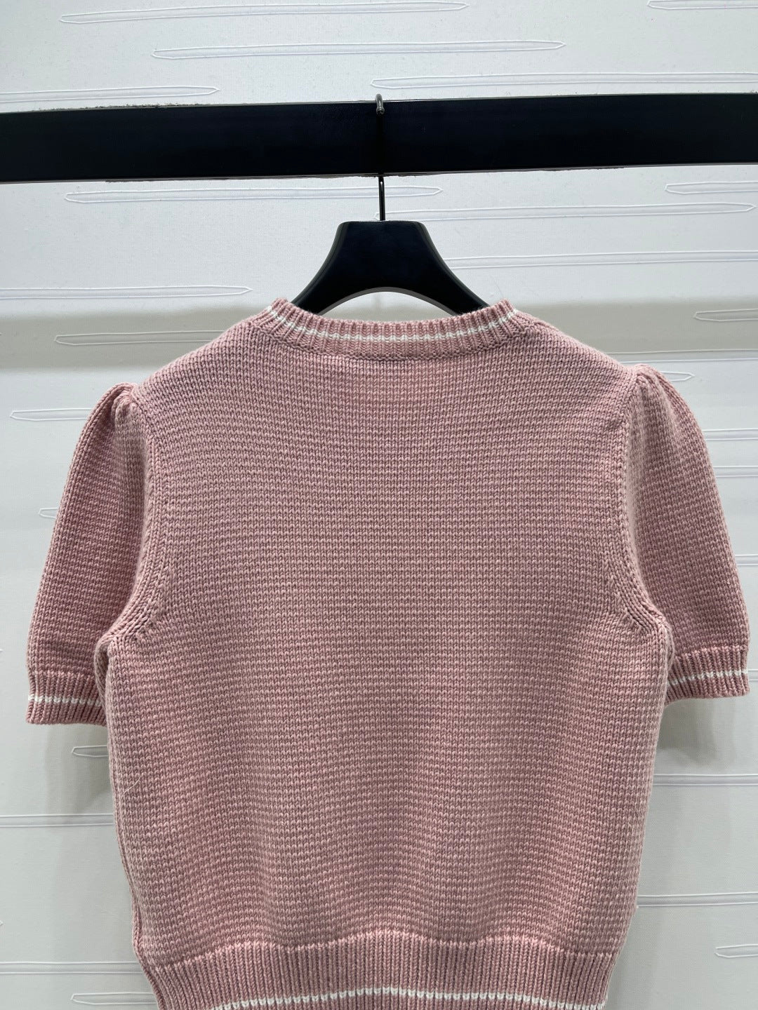 Dior 2026 Pearl Letter Knit Puff Sleeve T-shirt Wool