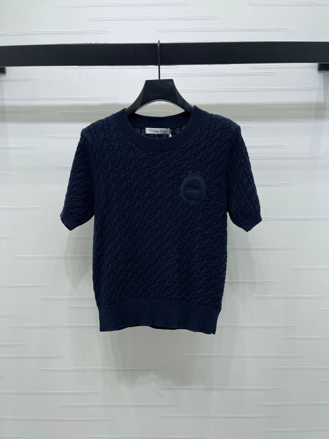 Dior 2026 Crew Neck Cable Knit Short-Sleeve T-Shirt Wool