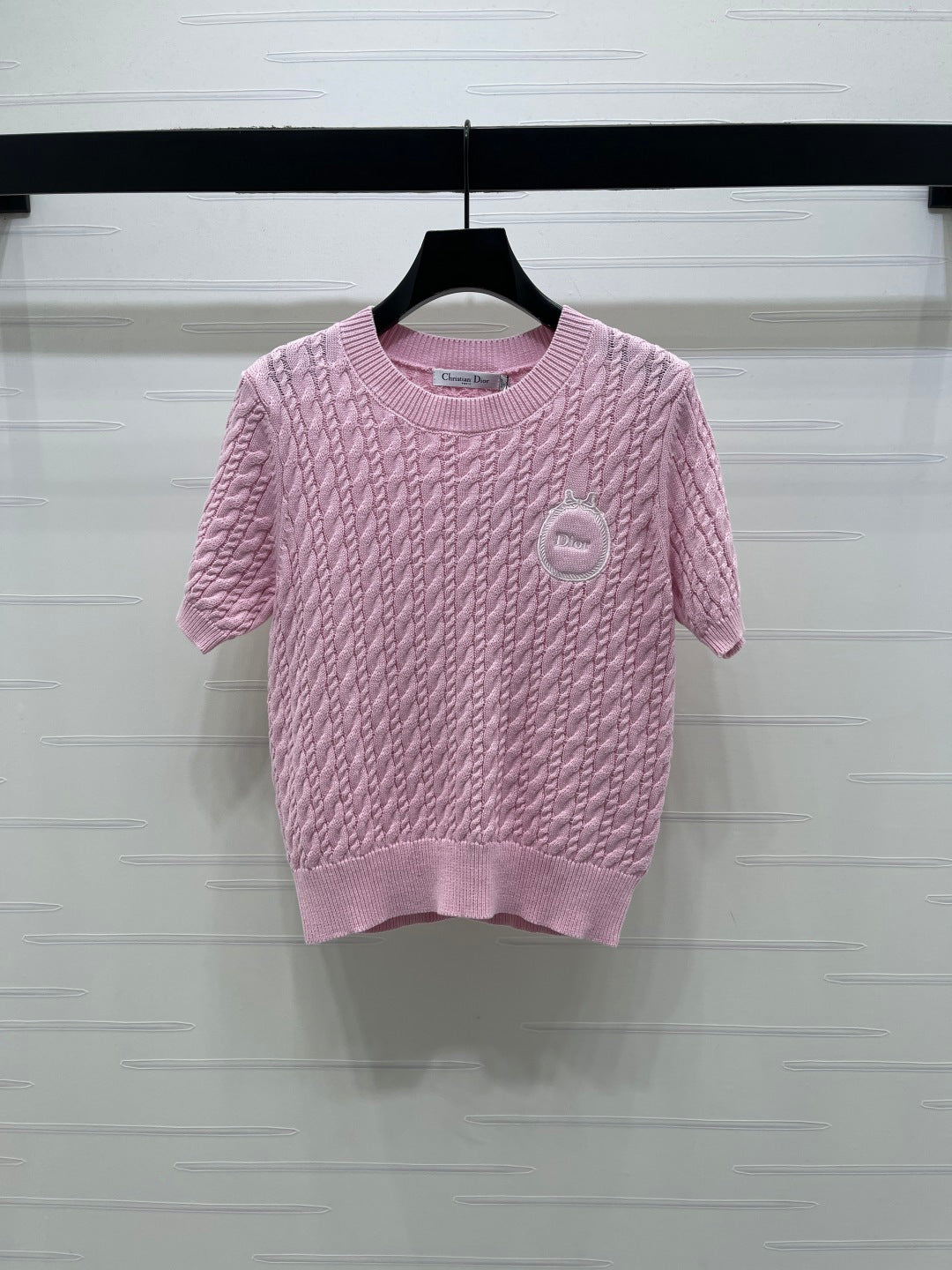 Dior 2026 Crew Neck Cable Knit Short-Sleeve T-Shirt Wool