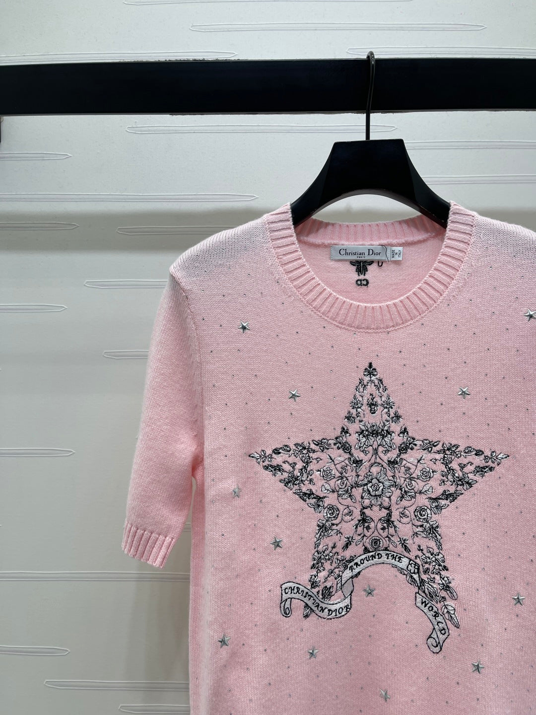 Dior 2026 Rhinestone Star Short-Sleeve Shirt Wool