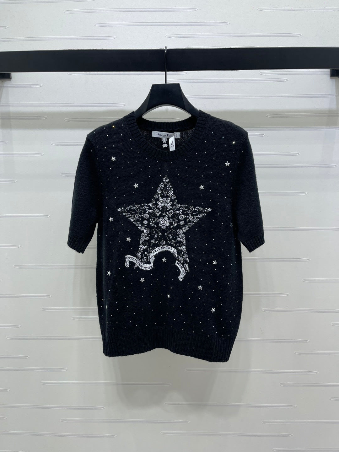 Dior 2026 Rhinestone Star Short-Sleeve Shirt Wool