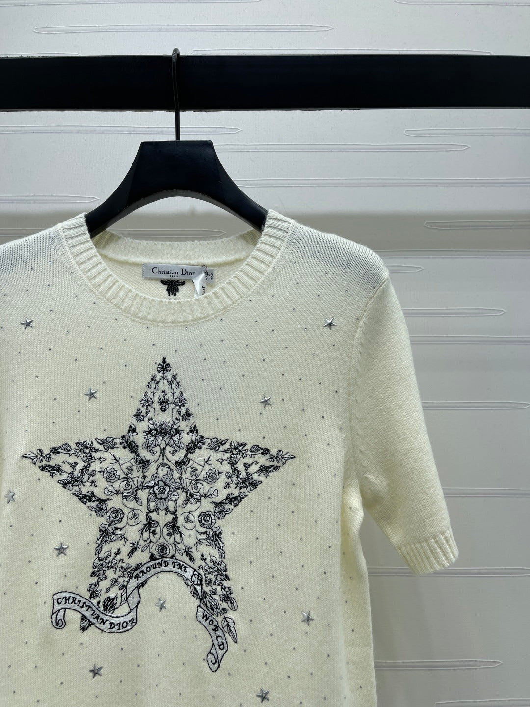 Dior 2026 Rhinestone Star Short-Sleeve Shirt Wool