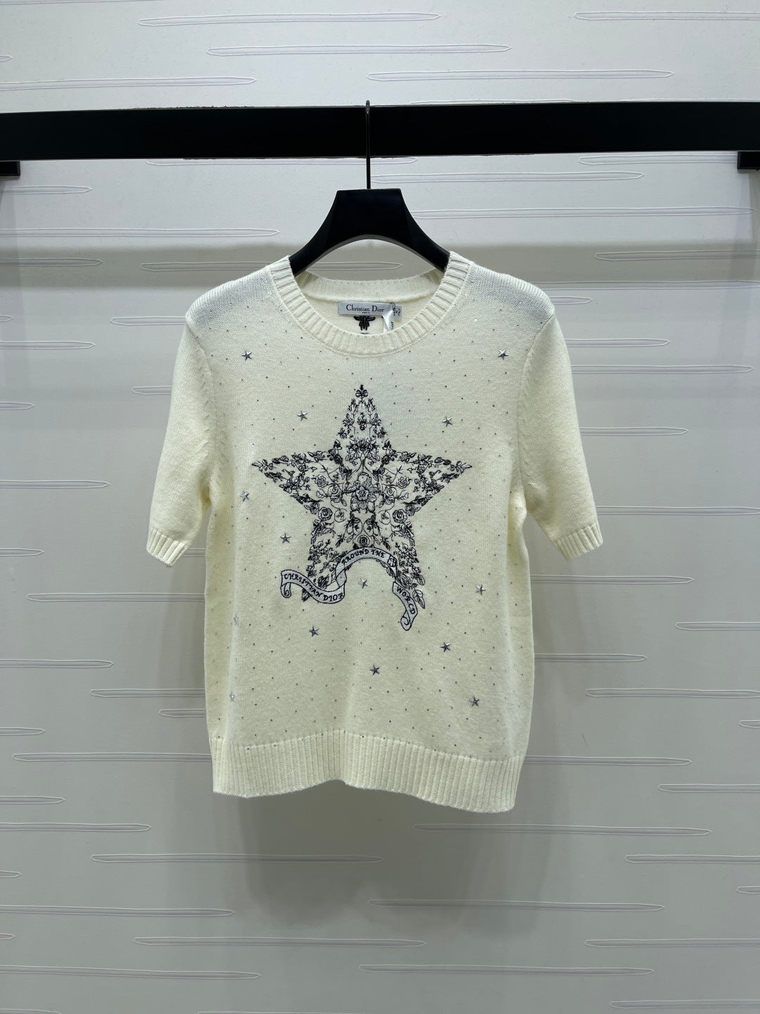 Dior 2026 Rhinestone Star Short-Sleeve Shirt Wool