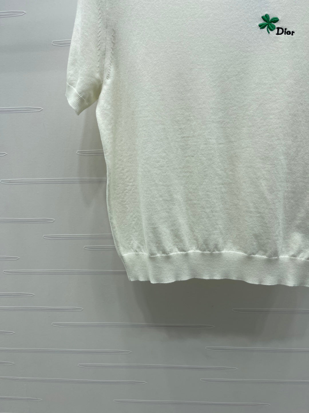 Dior 2026 Crew Neck Knit Short-Sleeve Shirt with Logo Wool