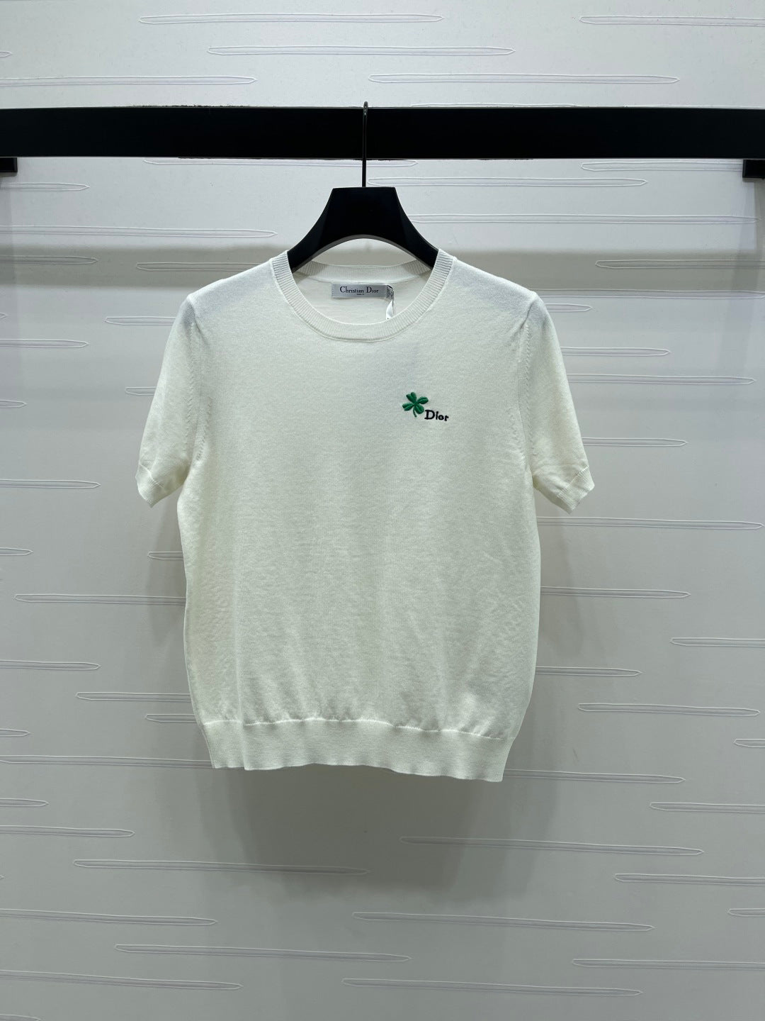 Dior 2026 Crew Neck Knit Short-Sleeve Shirt with Logo Wool