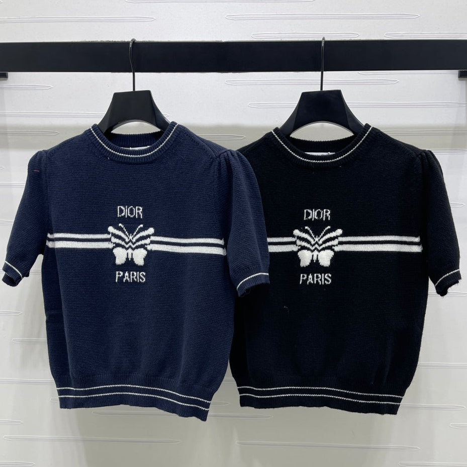 Dior 2026 Bow with Logo Short-Sleeve T-Shirt Wool