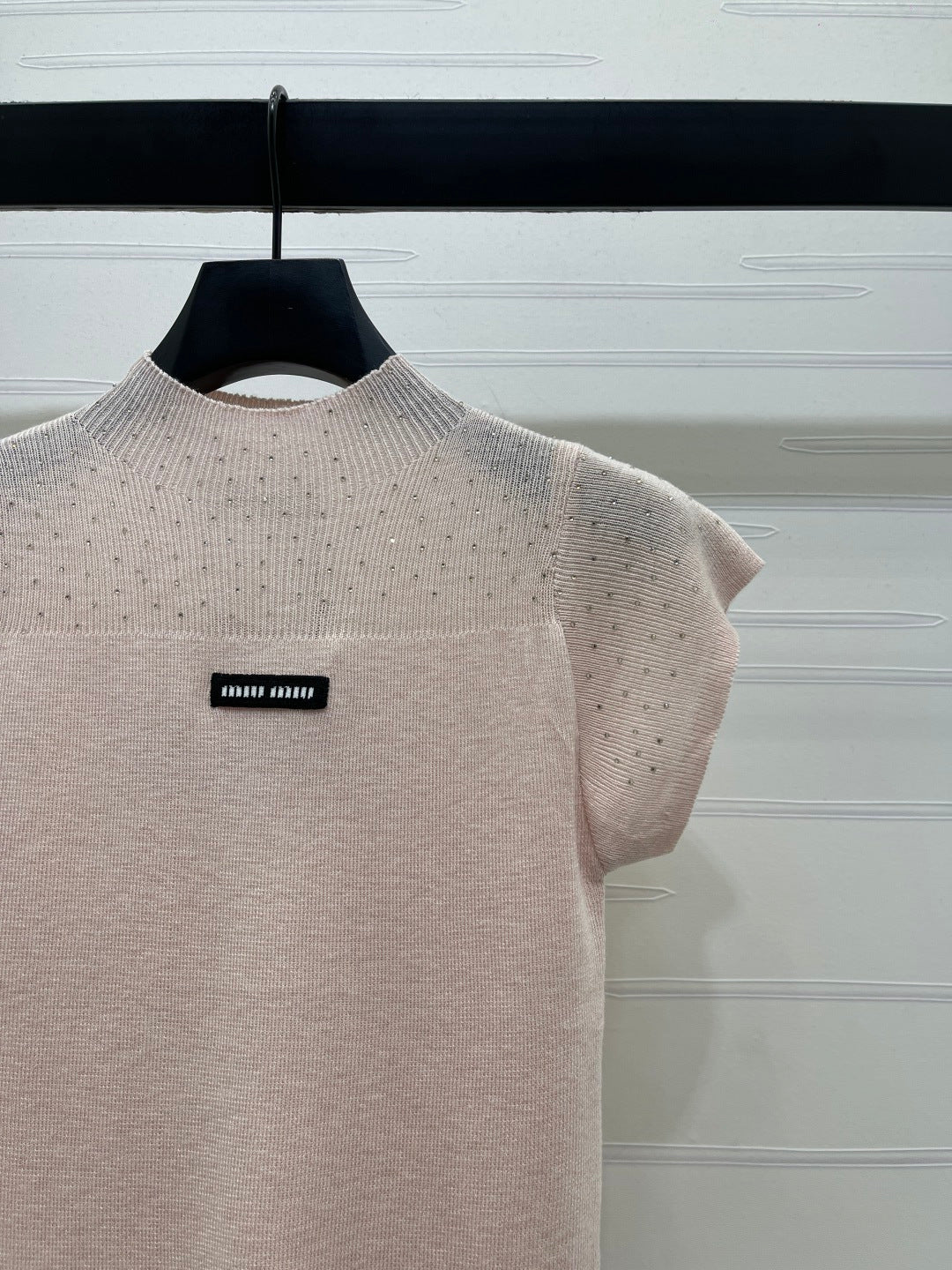 Miumiu 2026 Crew Neck Sheer Knit Short-sleeved Top Wool 352770