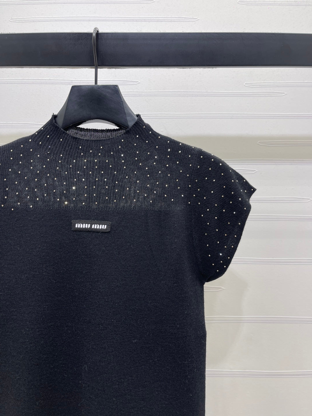 Miumiu 2026 Crew Neck Sheer Knit Short-sleeved Top Wool 352770