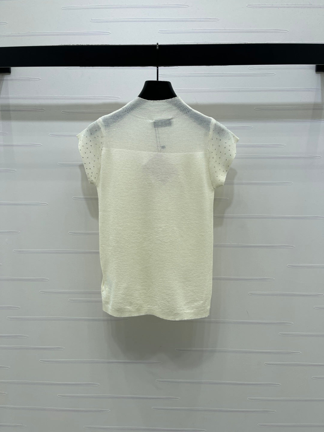 Miumiu 2026 Crew Neck Sheer Knit Short-sleeved Top Wool 352770