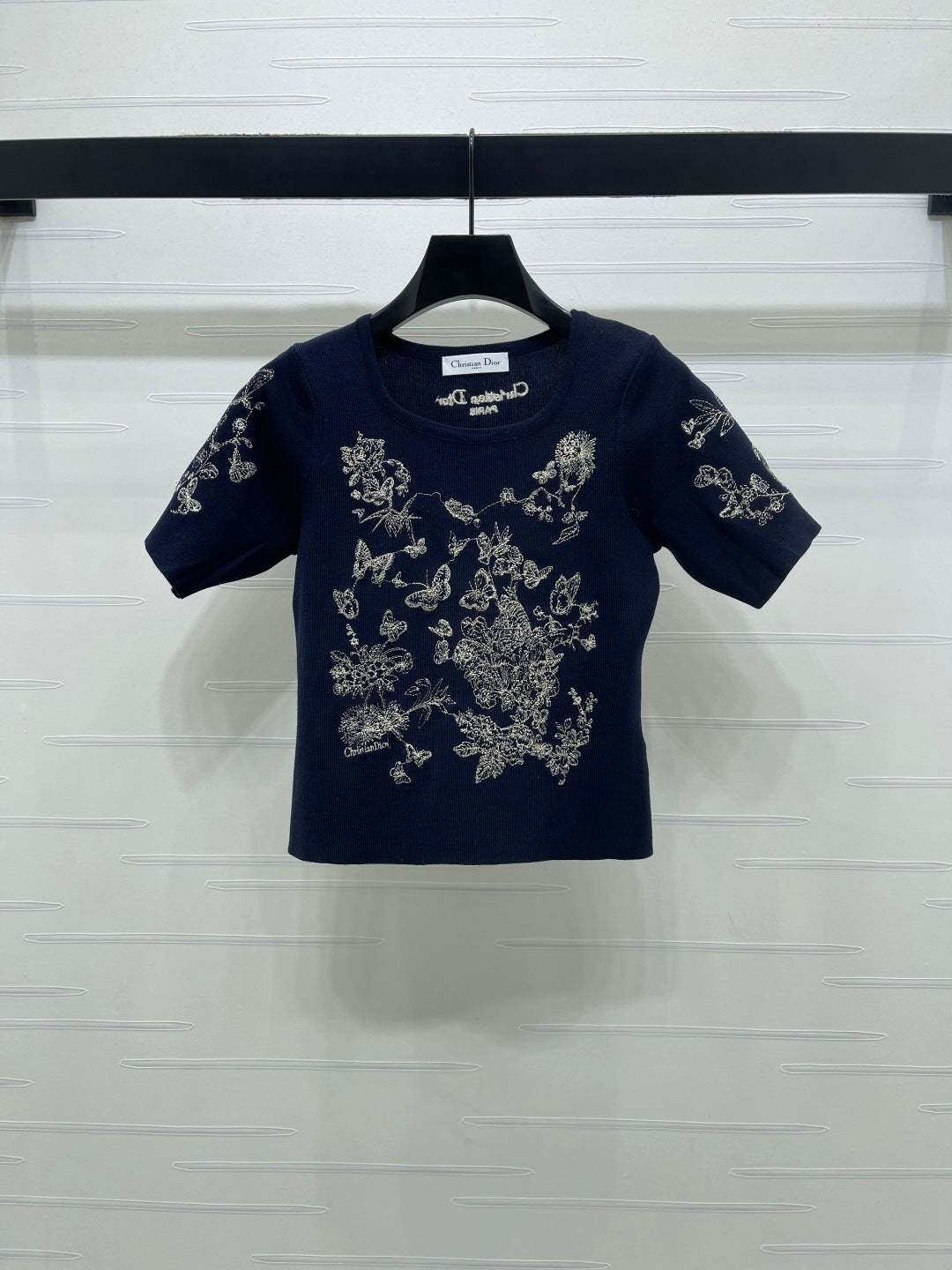 Dior 2026 Butterfly Square Neck Knit Short-sleeved Top Wool