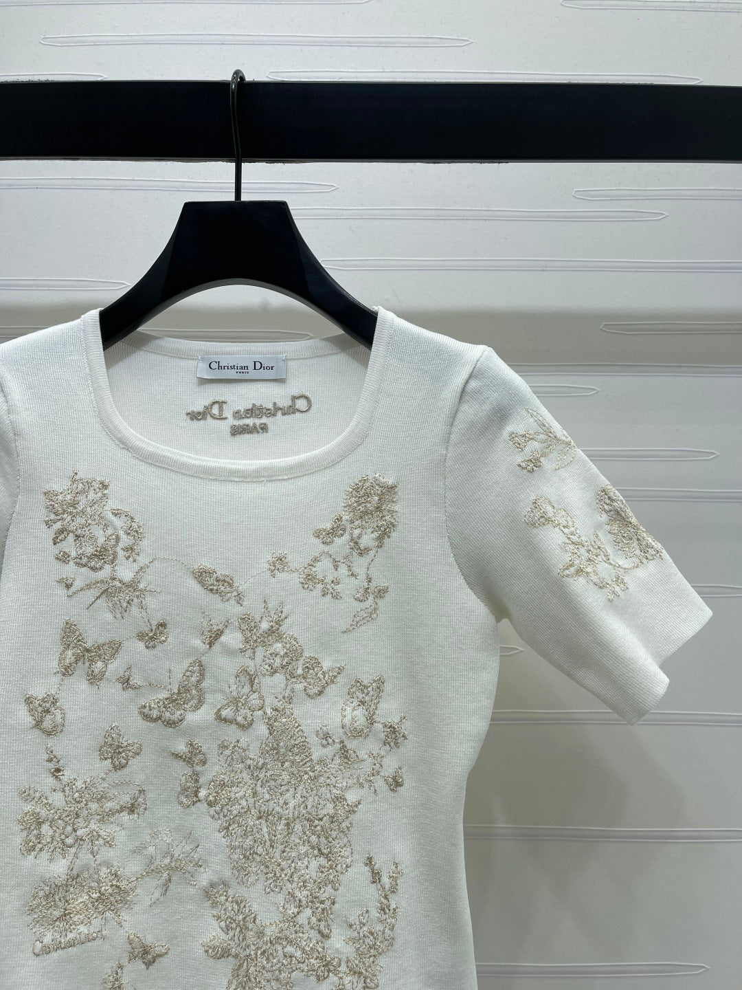 Dior 2026 Butterfly Square Neck Knit Short-sleeved Top Wool