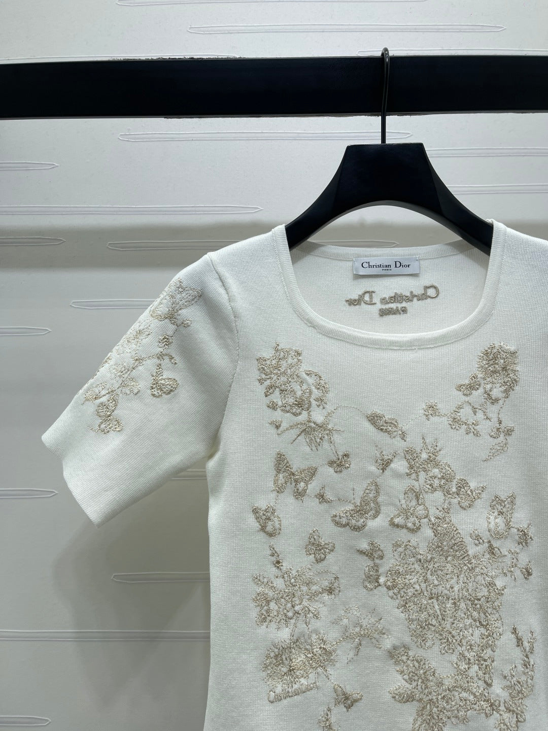 Dior 2026 Butterfly Square Neck Knit Short-sleeved Top Wool