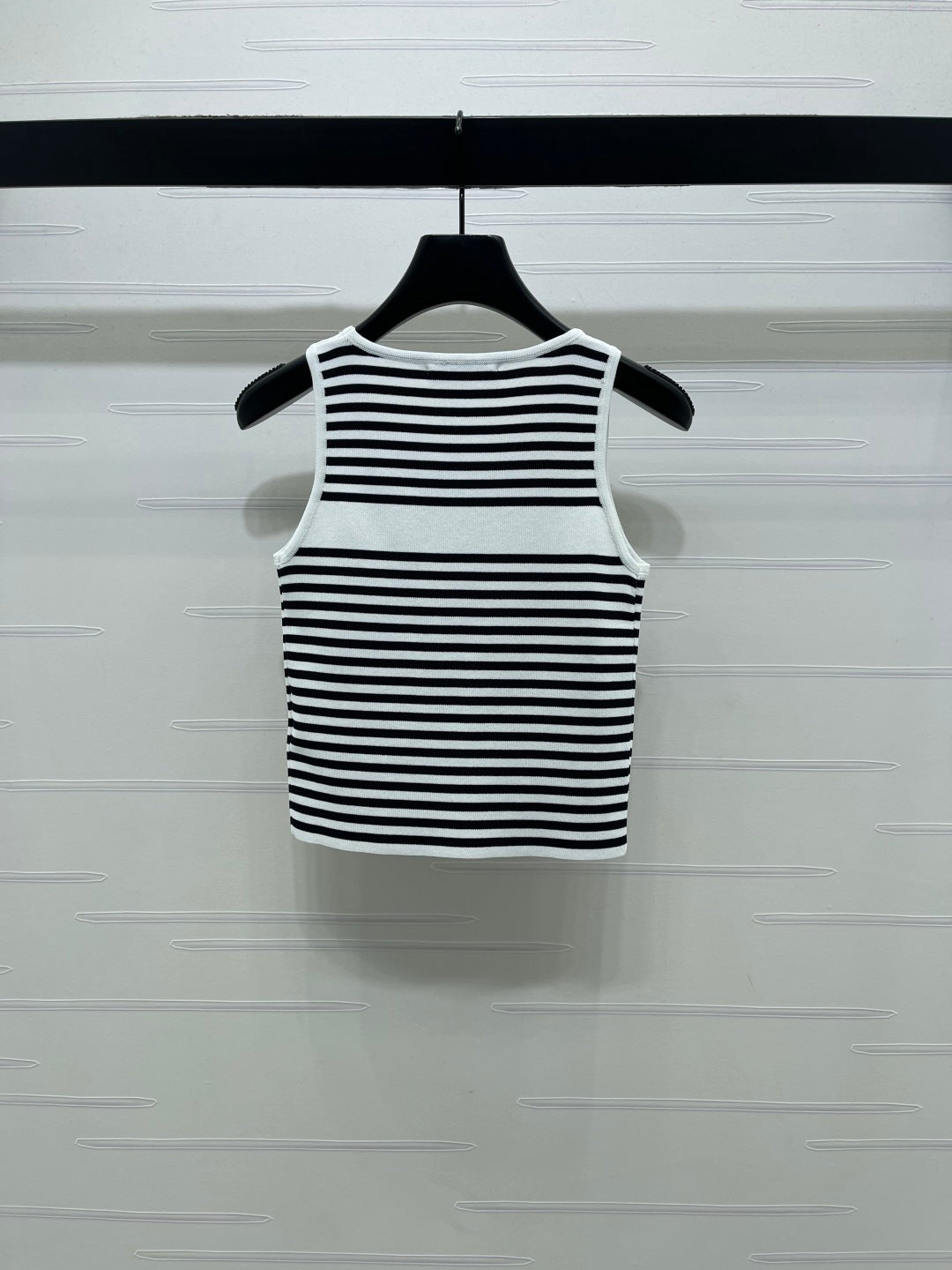 Dior 2026 Striped Letter Crew Neck Knit Vest Black and White Wool