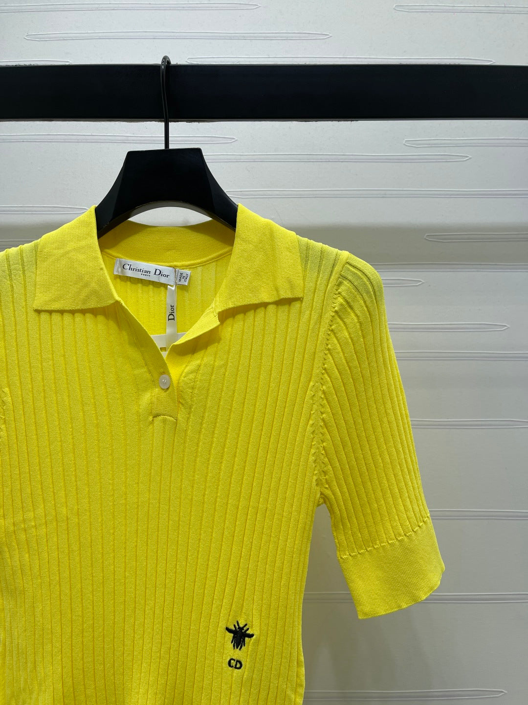 Dior 2026 Slim Fit Collared Knit Short-Sleeve Shirt Wool