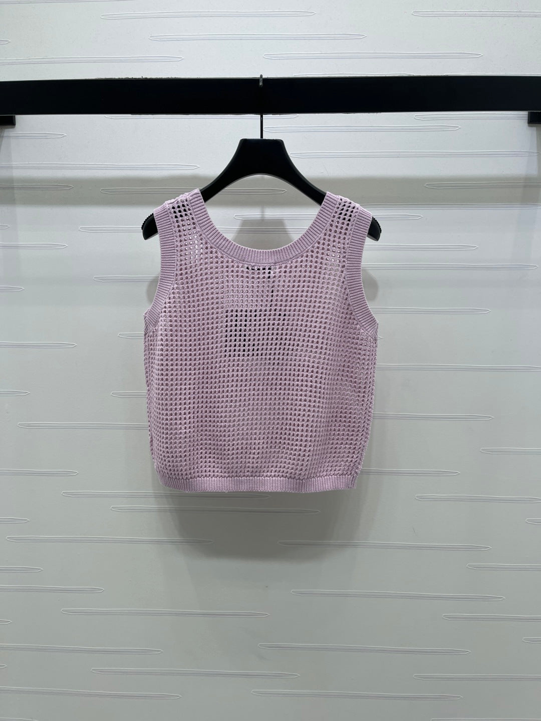 Miumiu 2026 Hollow-out Letter Knit Vest Yellow and Purple Cotton 352580