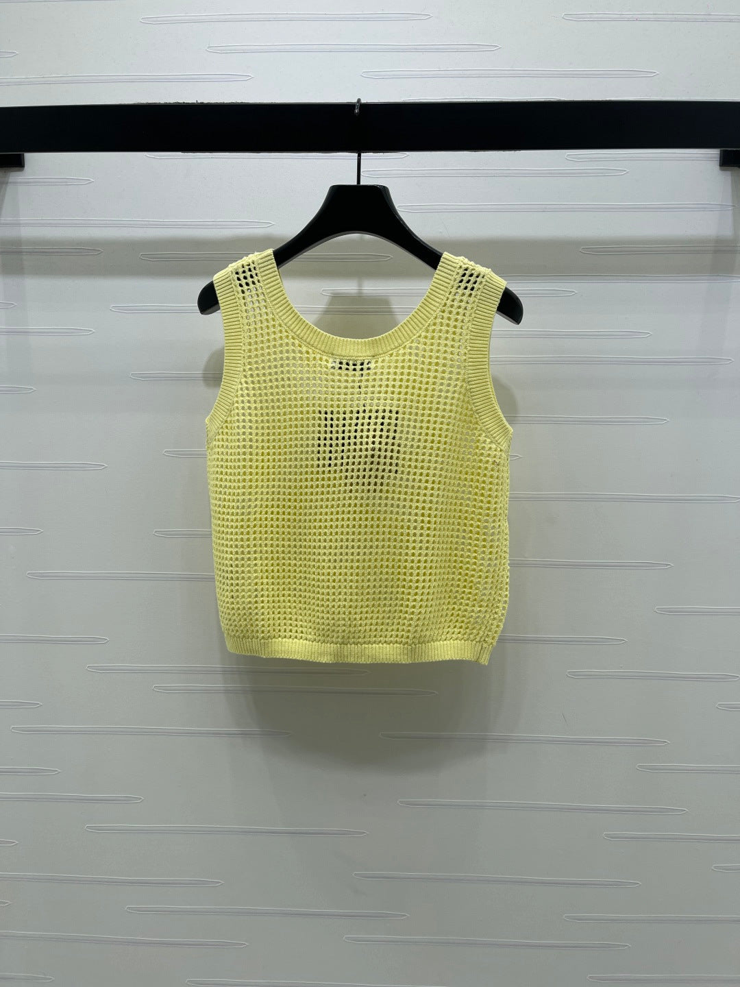 Miumiu 2026 Hollow-out Letter Knit Vest Yellow and Purple Cotton 352580