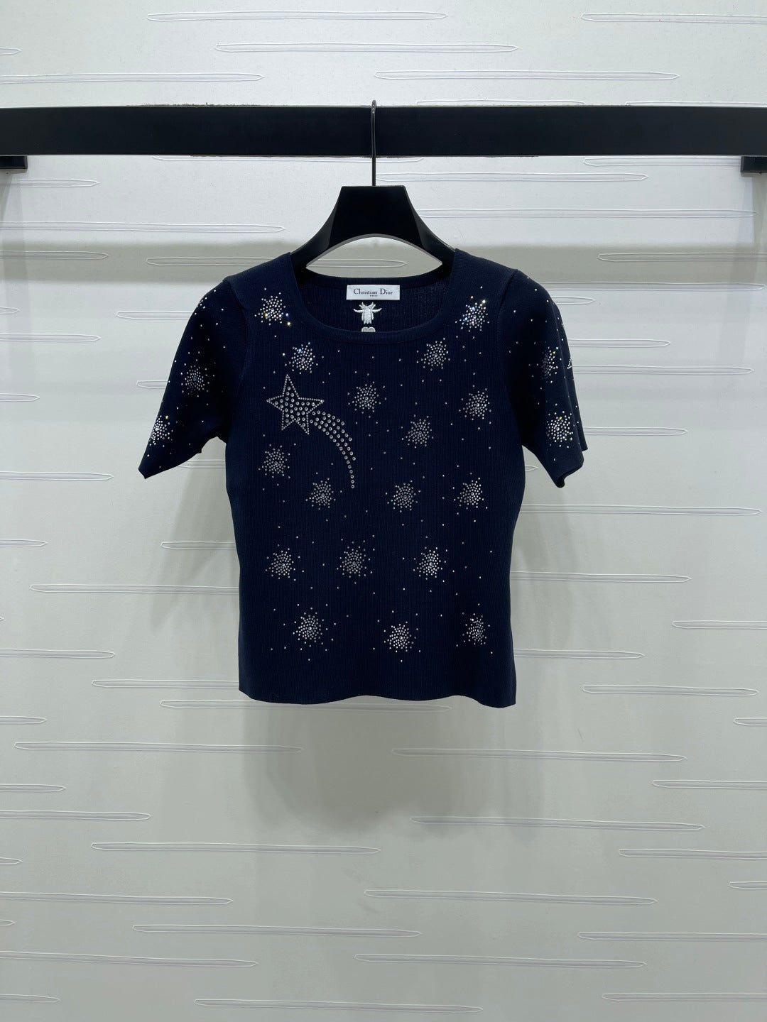 Dior 2026 Firework Neck Knit Short-Sleeve Top Wool 352601