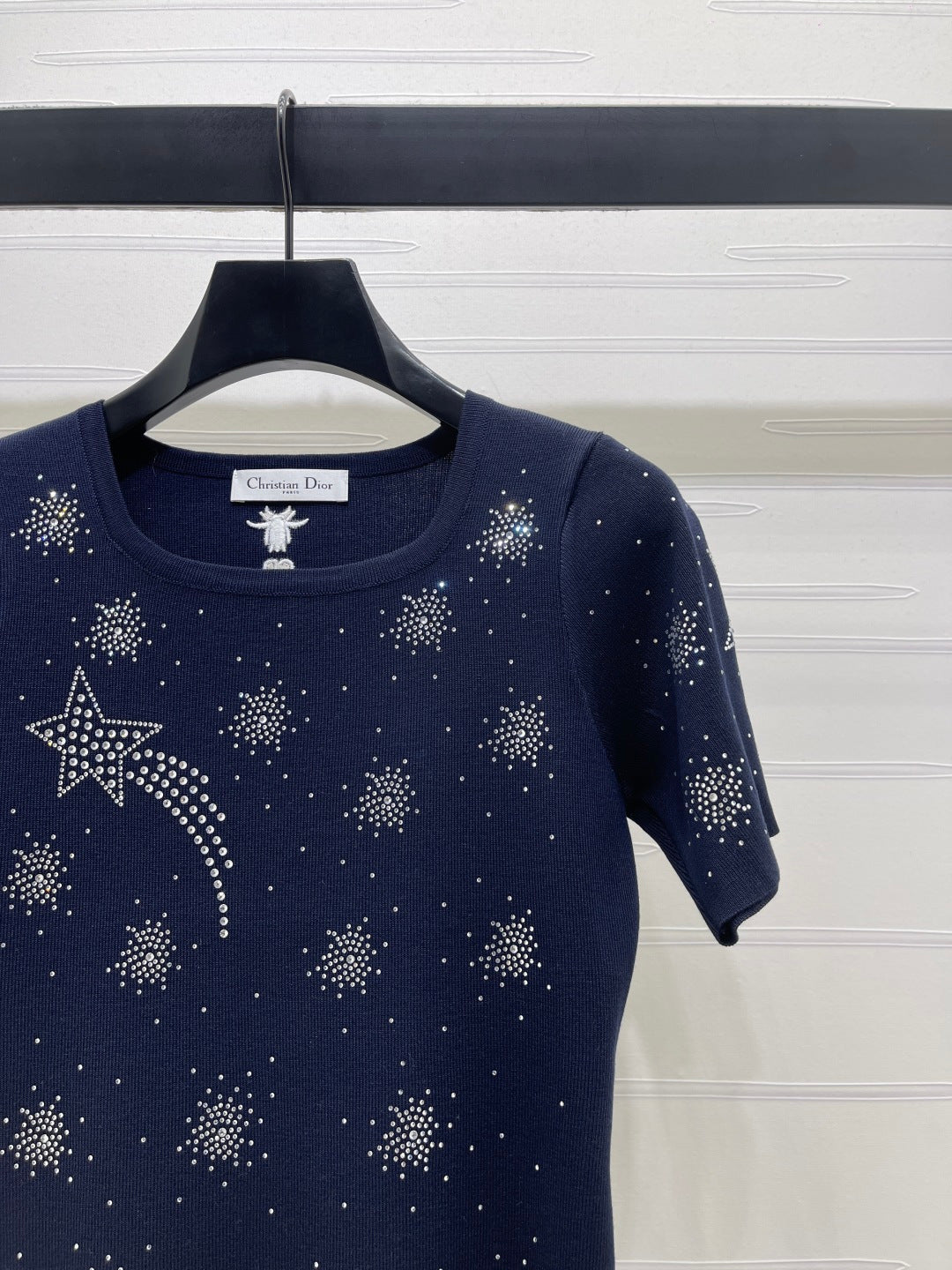 Dior 2026 Firework Neck Knit Short-Sleeve Top Wool 352601