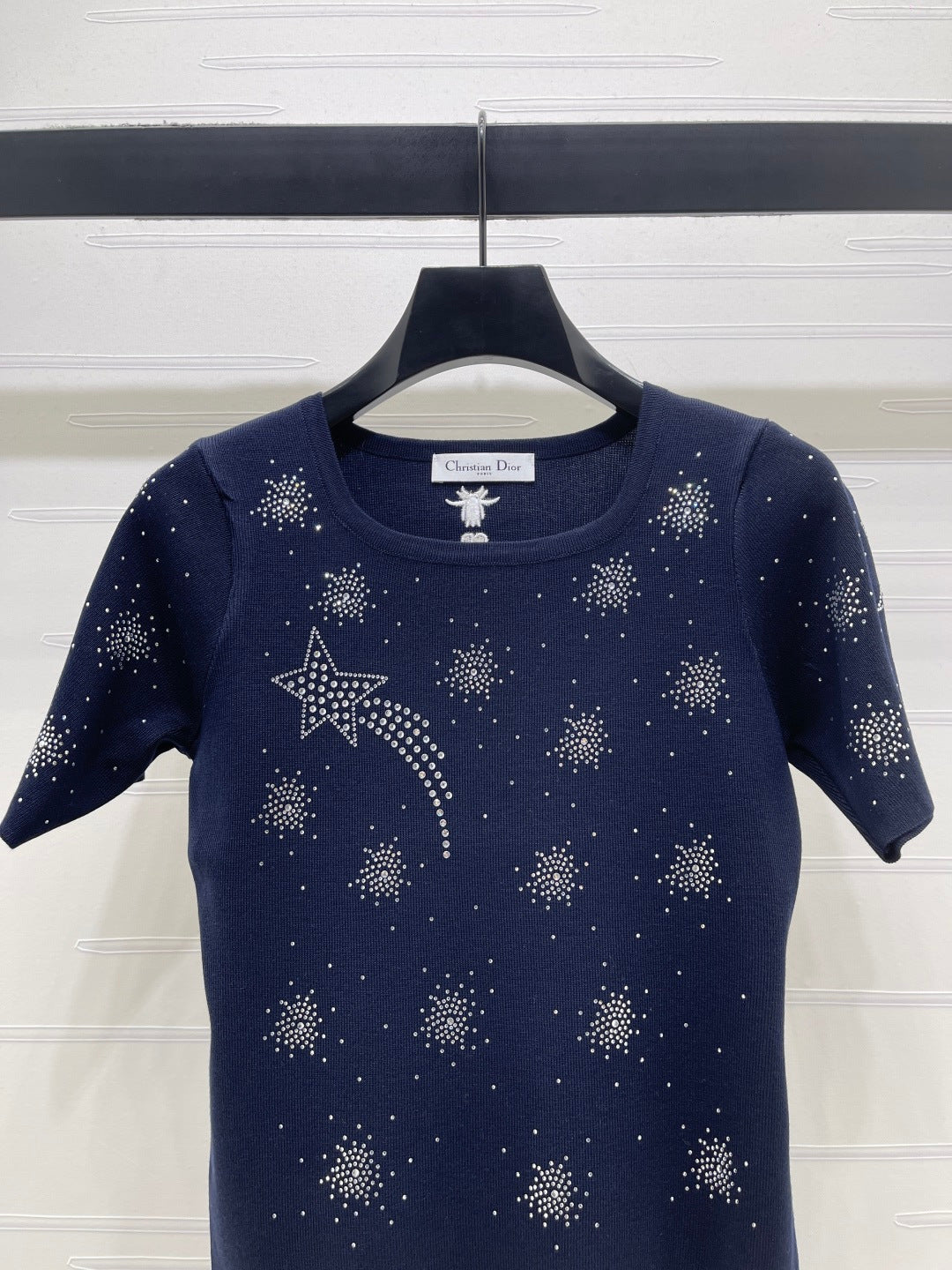Dior 2026 Firework Neck Knit Short-Sleeve Top Wool 352601
