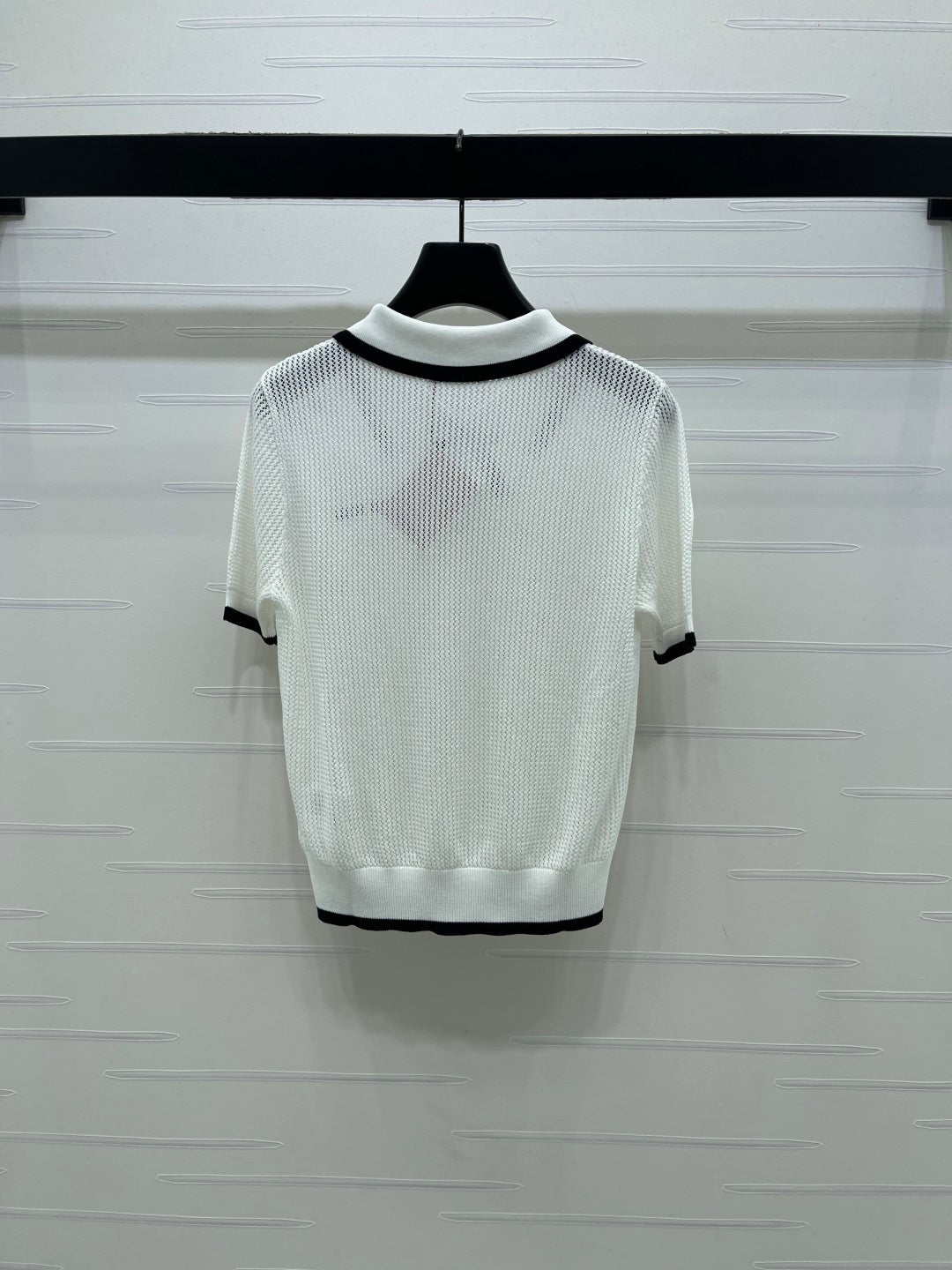 Miumiu 2026 Hollow-out Collar Knit Short-sleeved Top Wool Cashmere
