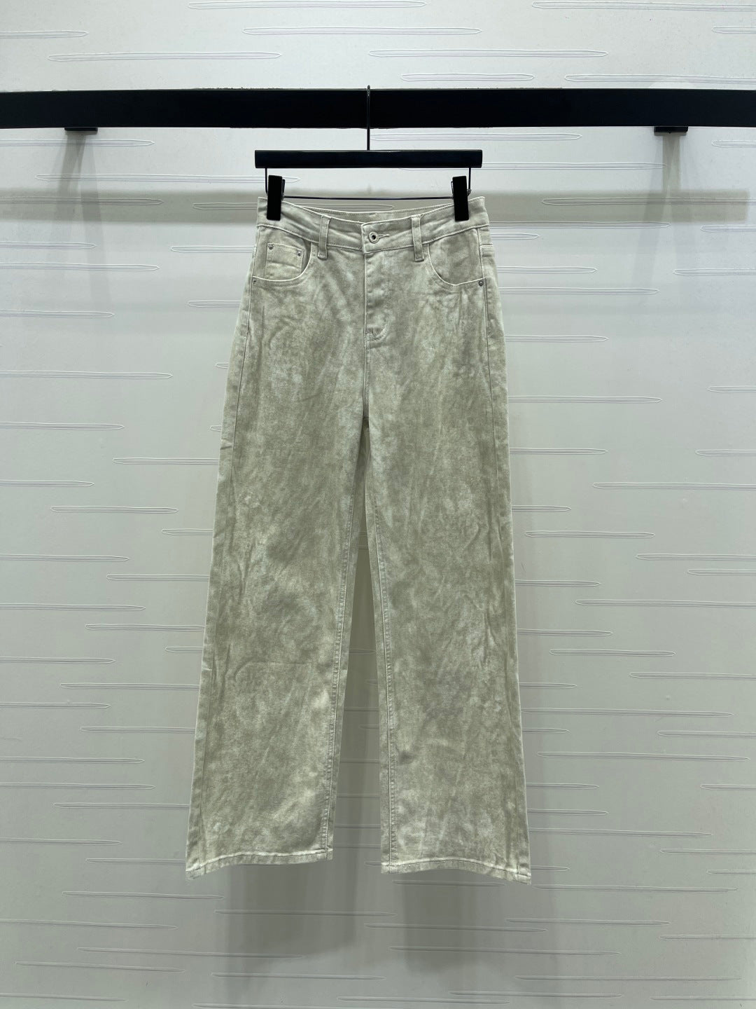 Miumiu 2026 Straight Leg Jeans Beige and Pink Cotton 352472