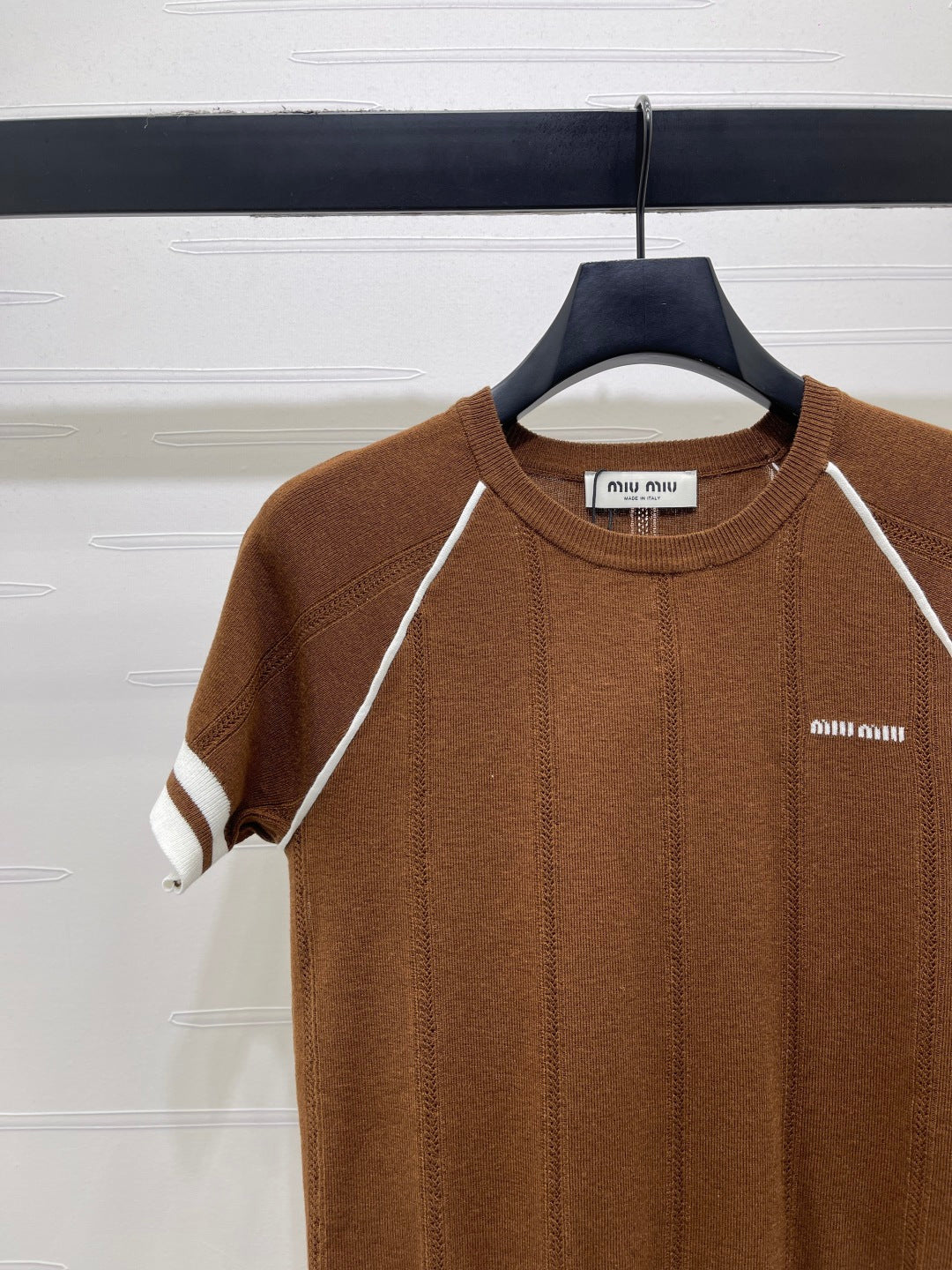 Miumiu 2026 T-shirt White Blue Brown Wool