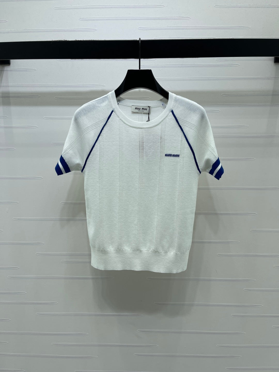 Miumiu 2026 T-shirt White Blue Brown Wool