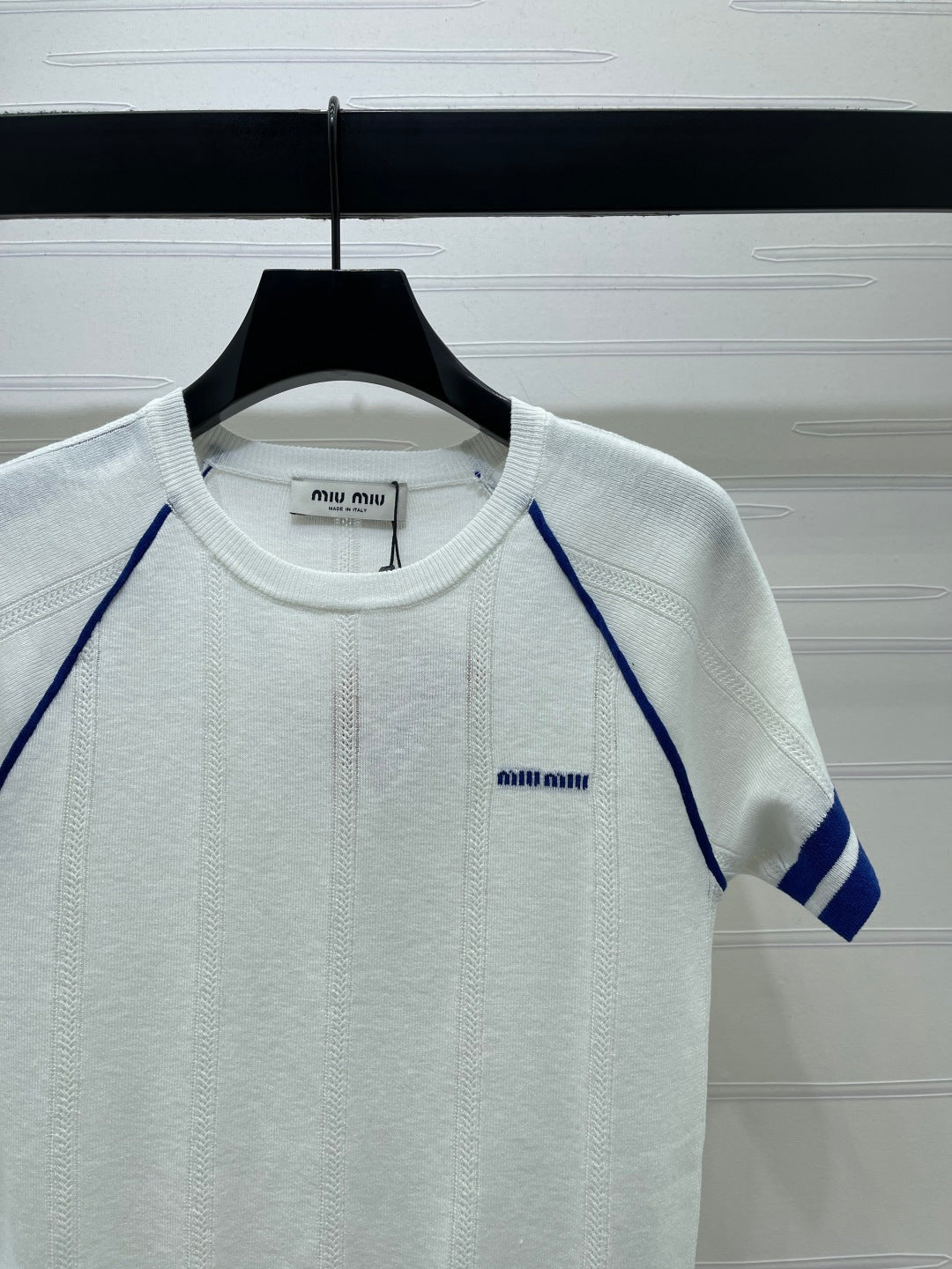 Miumiu 2026 T-shirt White Blue Brown Wool