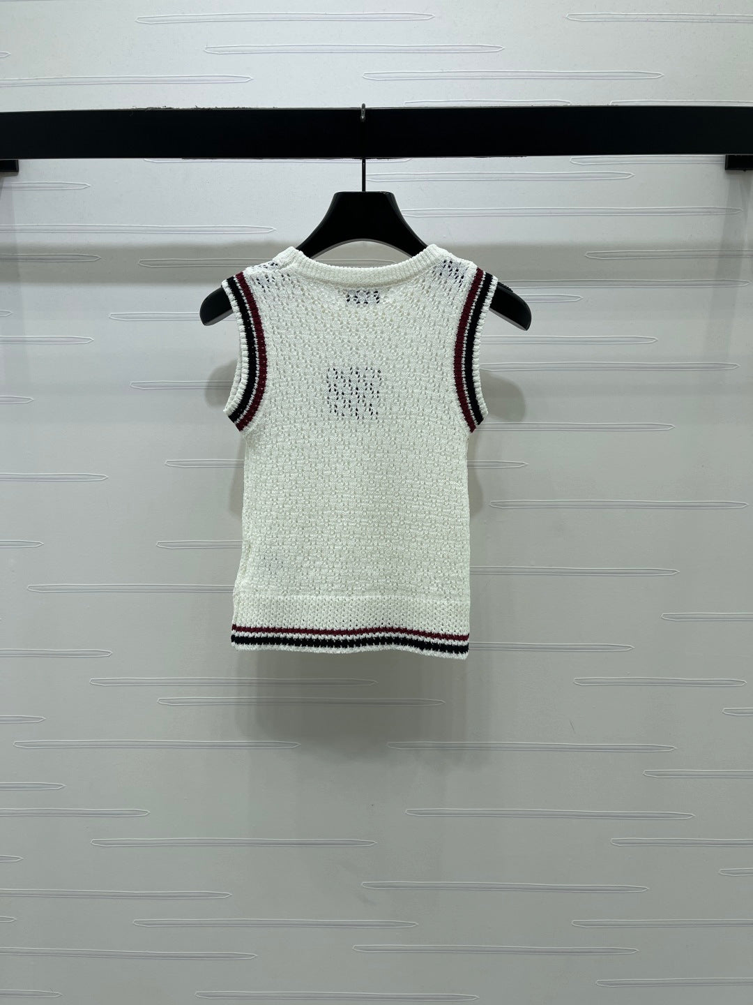 Miumiu 2026 Hollow Vest Black White Pink Wool