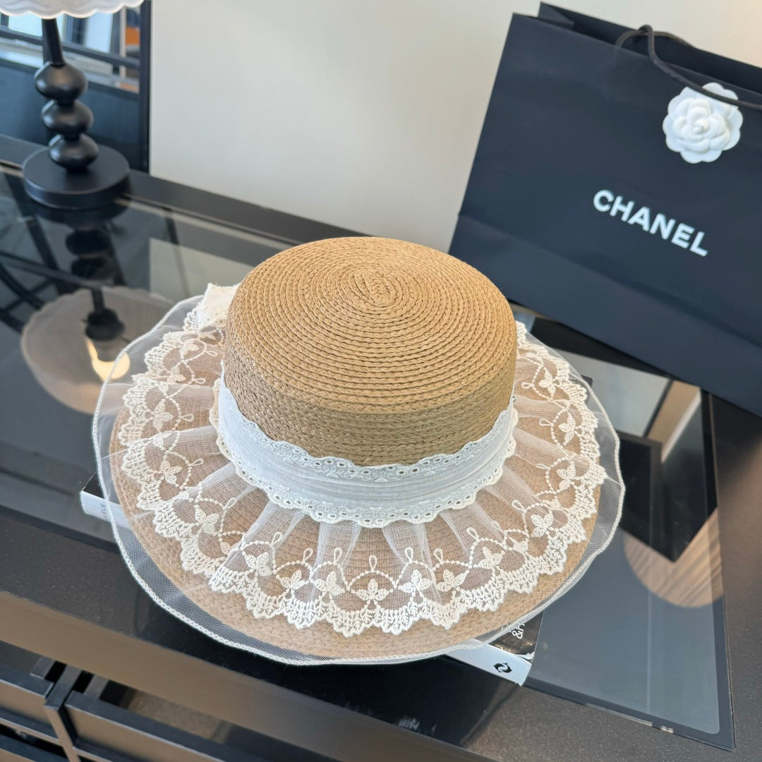 Chanel Lace Straw Hat 400882