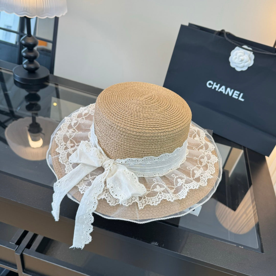Chanel Lace Straw Hat 400882