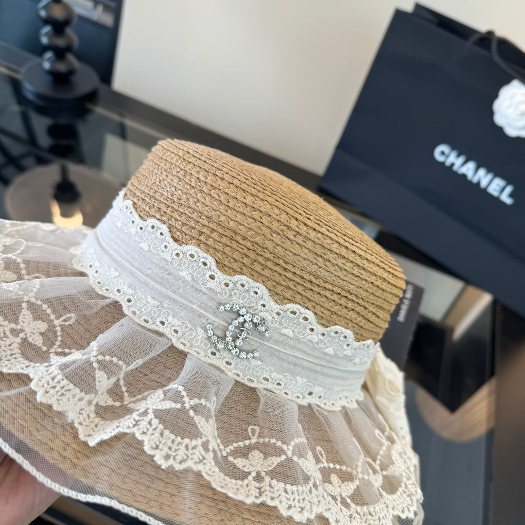 Chanel Lace Straw Hat 400882
