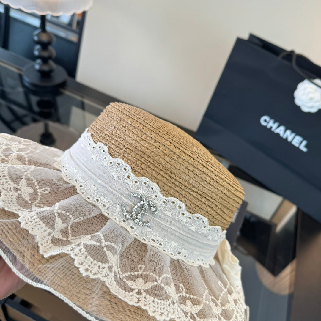 Chanel Lace Straw Hat 400882